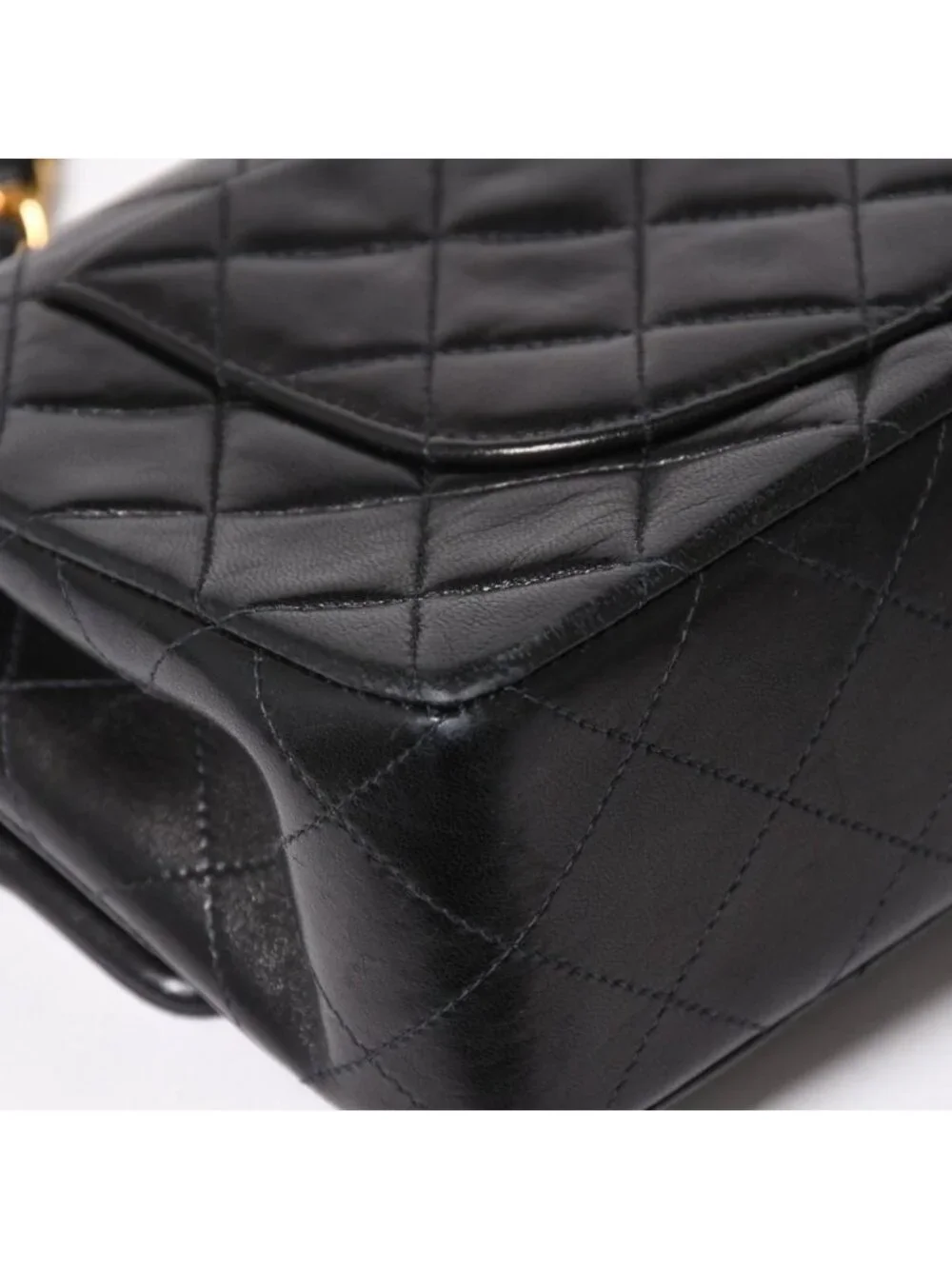 Chanel Quilted 23 Double Flap Chain Shoulder Bag CC Logo Lambskin Black